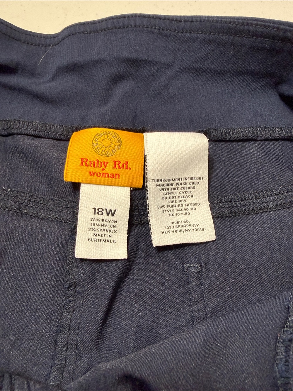 Ruby Rd. Navy Straight-Leg Pull-On Pants - Picture 3 of 3